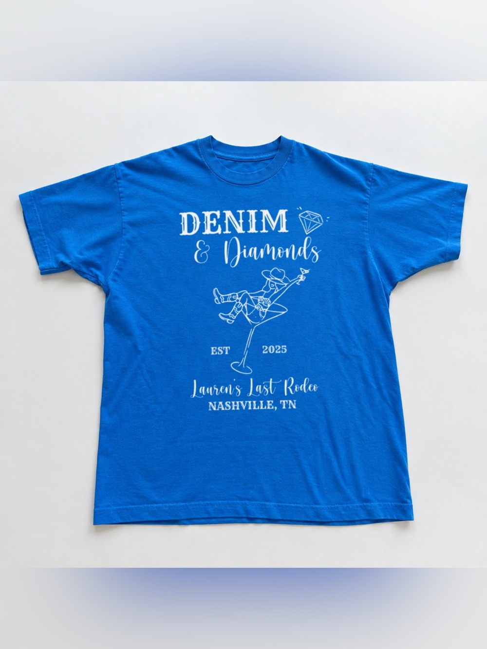Royal Blue 'Denim & Diamonds' Graphic Tee